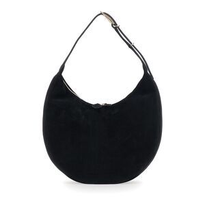 Liffner Women Black Shoulder Bag With Top Handle In Suede Women